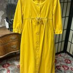 70s Lounge Craft Original Golden Yellow Satin Bow Rhinestone Button House Coat Size undefined Photo 1