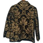 Chico's  1 Quilted Chenille Jacket Women 8/10 Black Gold Brocade Mob Wife‎ Photo 3