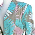 NWT KHII Blazer Aqua Pink Size 14 Palm Print 3/4 Sleeve Shoulder Pads Vintage Blue Photo 7