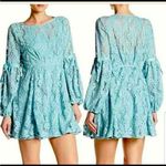 Free People New Women's Ruby Crochet Lace Mini Dress Sea Fog Blue size XS Photo 0