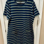 Banana Republic  striped t-shirt dress with front pockets size XL blue green Photo 0