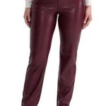 Anthropologie Joie x Faux Leather Pants Size 8 Burgundy Straight Fit High Waist Photo 0