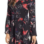 Halogen  Marybeth Floral Print Long Sleeve Mini Length‎ Career Dress Size M Photo 0