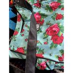 Betsey Johnson Shoulder Bag Purse Floral Teal/Red Roses Studs Logo Side Pockets Photo 11