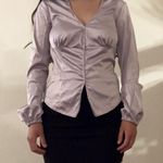 Urban Outfitters  Light Purple Satin Long Sleeve Blouse Size: M Photo 0