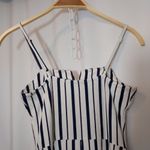 H&M Bershka Navy Blue and White Striped Spaghetti Strap Wide Leg Pants Jumpsuit Photo 5