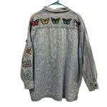 Y2K Nada Nuff Contempo Patch Zip Up Long Sleeve Jean Shirt Jacket Medium Blue Photo 10