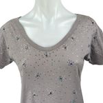 J.Crew Women's Tan Short Sleeve Jeweled Beaded Embellished Tee T Photo 2