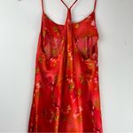 Vtg Y2K Silk Mini Dress Tropical Floral Hawaiian Sz Small Orange Red Photo 5