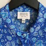 Hemant and Nandita  Long Sleeve Blue Paisley Ruffle Top Size Small Photo 4