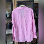 ZARA  linen button down shirt long sleeve bubblegum pink top gold buttons collar Photo 3
