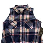 Via Penny Lane Reworked Apparel | Aaliyah Graphic Plaid Button Down Shirt Small Blue Photo 3