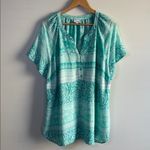 kim rogers  Size 2XL Teal and White Paisley Blouse Photo 1