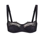 SKIMS  Stretch Satin Lace Unlined‎ Balconette Bra Black Onyx NWT 42B Photo 1