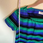 Amanda Uprichard ✨  Women’s Purple Green Black Striped Shirt Dress P Photo 6