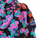 ZARA Mini Dress Womens XS V-Neck Floral Draped Long Sleeve Padded Shoulders 80s Photo 4