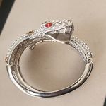 Vintage Silver Crystal Cobra Snake Hinge / Clamper Bracelet Photo 6