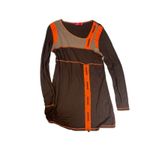 HEGLER Asymmetrical Paneled Long Sleeve Tunic Dress M Orange Gray Brown Size M Photo 1