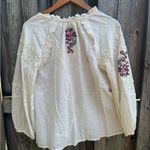Sundance Cream Blouse with Floral Embroidery White Size XS Photo 2