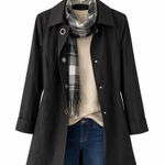 JM Collection  Black Raincoat Size Large Lightweight Classic Coat Photo 0