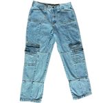LIONESS  High Rise Denim Cargo Jeans Sz‎ XL Photo 2