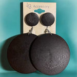 Earrings Black Wooden Circle Dangle Geometric Modern Elegant Design Photo 0