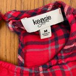 Kensie   Long Bell Sleeve Red Shoulder Ruffle Plaid Blouse Women’s Size Medium Photo 10