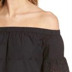 Madewell Eyelet Off-the-Shoulder Ruffled Short Sleeve Top in Black Size Large Photo 4