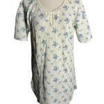 Circa 2000 Waffle Knit Nightgown Sleep Shirt M White Floral Short Sleeve Cotton Size M Photo 0