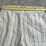 Anthropologie cream & blue striped wide leg linen pants size S Photo 8