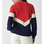 Faherty Apres Ski Intarsia Wool Sweater Women Size XS Colorblock Blue Red NWT Photo 3
