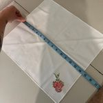 Vintage White Handmade Embroidered Strawberry Fruit Neck Tie Bandana Photo 4