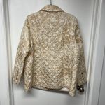 Chico's  Womens Quilted Jacket Cream Beige Floral Print Button Up Size 3/16-18/XL Photo 1
