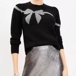 Loft NWT Wool Shimmer Bow Sweater Puff Sleeves Black Silver Women’s Size XS Photo 0