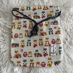 7.5”x9.5” Cream Shiba Inu Dog Print Fabric Drawstring Bag NEW Tan Photo 0