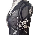 American Vintage Y2K VTG. 100% SILK BLACK DARK FAIRY GOTH SHEER BABY DOLL BLOUSE MEDIUM EUC. Photo 6