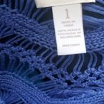 Chico's  Blue Crochet Knit Beaded V-Neck Sweater Top Womens Size 1 Photo 1