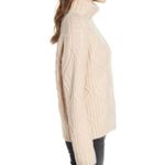 Caslon Women’s Tan Chunky Cable Knit Turtleneck Sweater Size Medium NWT Photo 27