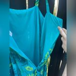 Robbie Bee Women's Aqua Floral Maxi Spaghetti Strap Dress & Sheer Blouse Size 14 Photo 8