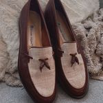 Etienne Aigner Vintage 1970 Burgundy Leather And Cream Loafers Photo 2
