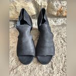 Eileen Fisher  Black Leather Open Peep Toe Chunky Block Heeled Shoes Sandals 8 Photo 1