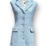 Maeve Anthropologie 2 Light Blue Tweed Sleeveless Mini Dress Blazer Parisian Photo 1