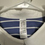 Spanx  Blue Relaxed Fit Poplin Stripe Button Front Top Size Large Photo 4