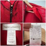 Y2K Draper's & Damon's Zip Up Knit Jacket Red Metallic Floral Paisley LARGE USA Photo 6