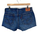 Levi's 501 Denim Shorts Womens 28 Dark Wash Raw Hem Button Fly Daisy Dukes Retro Photo 2