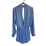 superdown  Kaycie Drape Neck Romper in Blue Photo 4