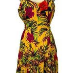 Vintage Sugar Co Hawaiian Yellow Floral Print Shorts Romper Size M Tie Belt Y2K Size M Photo 0