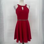 Honey and Rosie Halter Fit Flare Dress Sz M Holiday Bling Belt Valentines Cocktail Photo 15