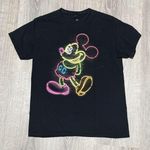 Disney Mickey Mouse Neon Graphic T-Shirt Black Size M Glow-In-The-Dark Look Photo 0