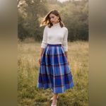 Diane Von Furstenberg Vintage  Plaid Wool Skirt Pink Purple Academia 14 Photo 2